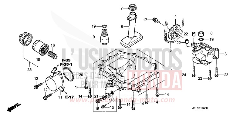 CARTER D'HUILE/POMPE A HUILE de CBR1000RR "Fireblade" PEARL FADELESS WHITE (NH341KB) de 2004